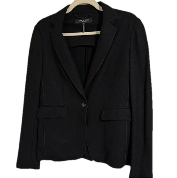 Rag&Bone $550 spring wool black knit blazer jacket button - Picture 2 of 7